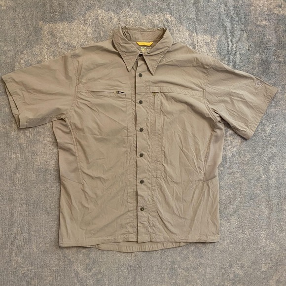 Mountain Hardwear Other - Mountain Hardwear Shirt Mens Large Beige Short Sleeve Button Up Hiking Outdoor